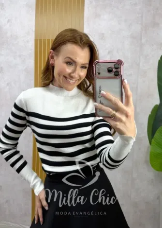 Milla Chic – Cacharel Paris em Tricot modal – P&B Milla Chic - Cacharel Paris em Tricot modal - P&B