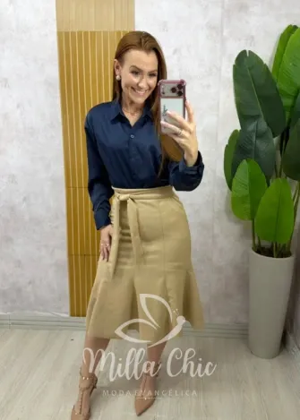 Milla Chic - Camisa Agnes em cetim - Branca (cópia)