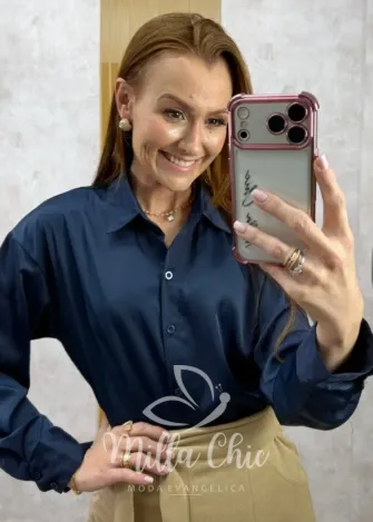 Milla Chic - Camisa Agnes em cetim - Branca (cópia)