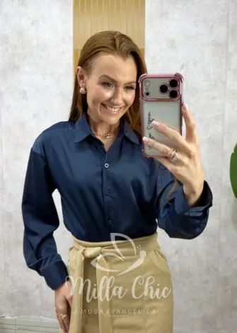 Milla Chic – Camisa Agnes em cetim – Branca (cópia) Milla Chic - Camisa Agnes em cetim - Branca (cópia)