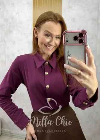 Milla Chic - Camisa Eva em malha - Açaí