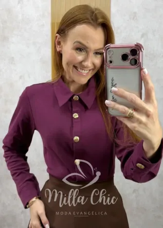 Milla Chic - Camisa Eva em malha - Açaí