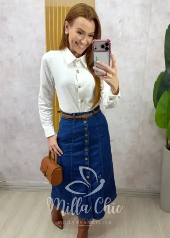 Milla Chic - Camisa Eva em malha - Branca