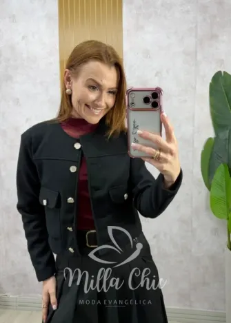 Milla Chic - Casaquinho Janaína em lã batida - Marrom (cópia)