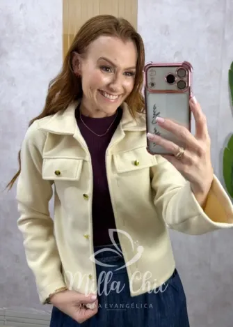 Milla Chic - Casaquinho Lara em lã batida - Caramelo (cópia)