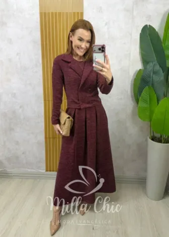 Milla Chic - Conjunto Madalena em Melange - Bordô (cópia)
