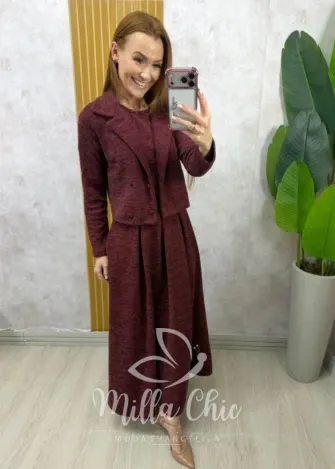 Milla Chic - Conjunto Madalena em Melange - Bordô (cópia)