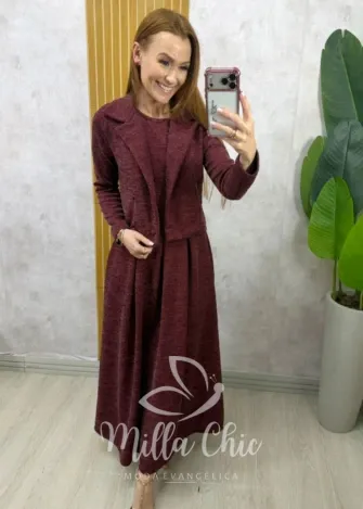 Milla Chic - Conjunto Madalena em Melange - Bordô (cópia)