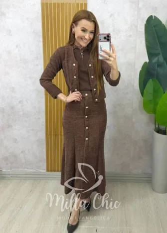 Milla Chic - Conjunto Madalena em Melange - Marrom