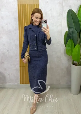 Milla Chic - Conjunto Vestido Mônica - Azul