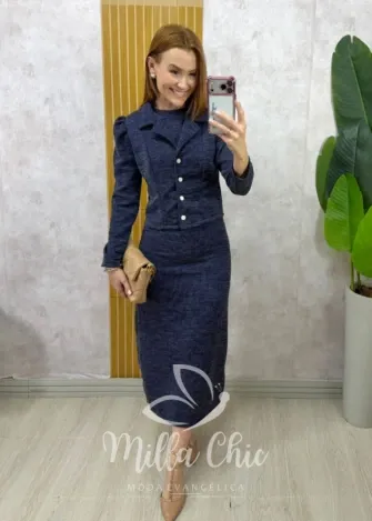Milla Chic - Conjunto Vestido Mônica - Azul