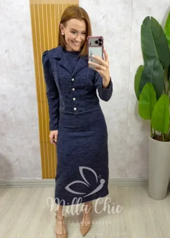 Milla Chic - Conjunto Vestido Mônica - Azul