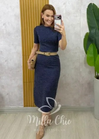 Milla Chic - Conjunto Vestido Mônica - Azul