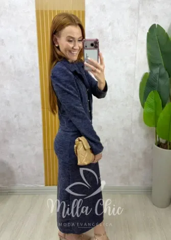 Milla Chic - Conjunto Vestido Mônica - Azul
