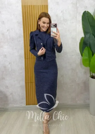 Milla Chic - Conjunto Vestido Mônica - Azul