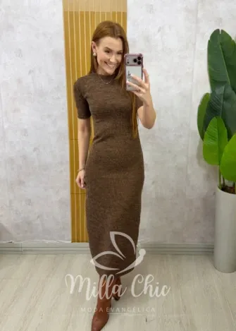 Milla Chic - Conjunto Vestido Mônica - Marrom