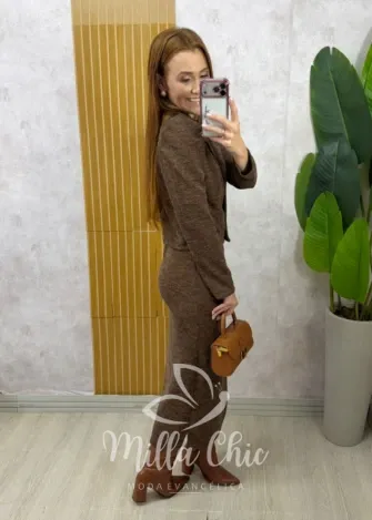 Milla Chic - Conjunto Vestido Mônica - Marrom