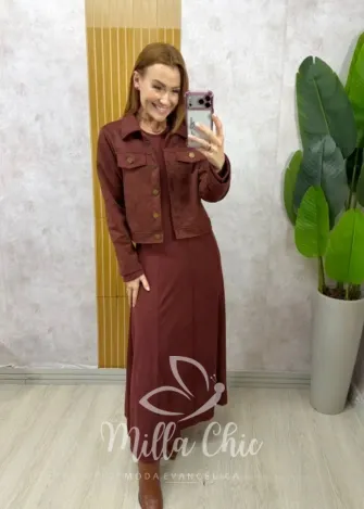 Milla Chic - Jaqueta Toscana em Suedi - Bordô