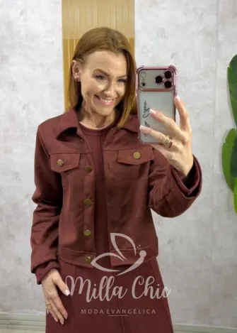 Milla Chic - Jaqueta Toscana em Suedi - Bordô