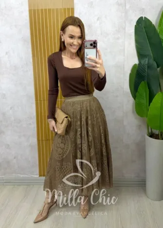Milla Chic - Saia Brenda em renda - Rosé (cópia)