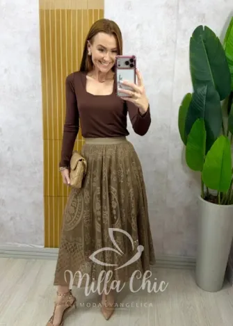Milla Chic - Saia Brenda em renda - Rosé (cópia)