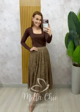 Milla Chic - Saia Brenda em renda - Rosé (cópia)