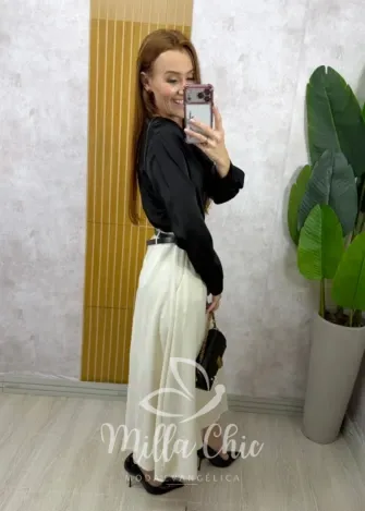 Milla Chic - Saia Dafine em linho - Areia
