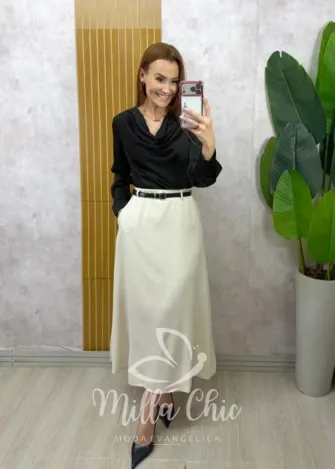 Milla Chic - Saia Dafine em linho - Areia