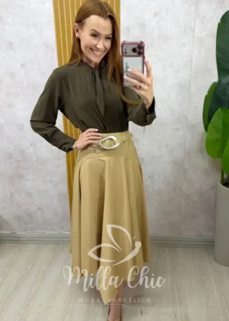 Milla Chic - Saia Dafine em linho - Areia (cópia)
