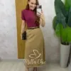Milla Chic - Saia Dafine em linho - Bege