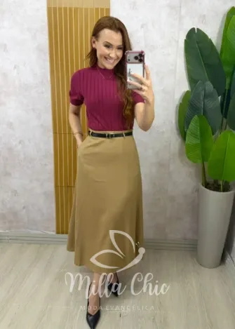 Milla Chic - Saia Dafine em linho - Bege