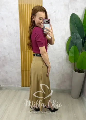 Milla Chic - Saia Dafine em linho - Bege