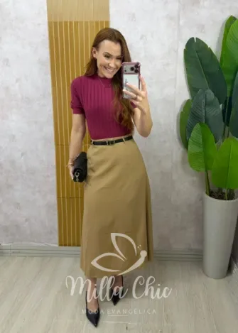 Milla Chic - Saia Dafine em linho - Bege