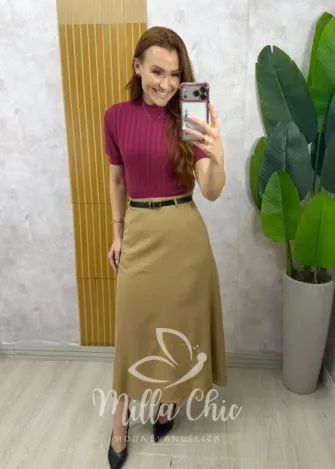 Milla Chic - Saia Dafine em linho - Bege
