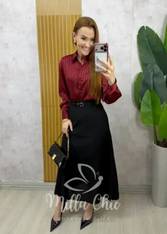 Milla Chic - Saia Dafine em linho - Bege (cópia)
