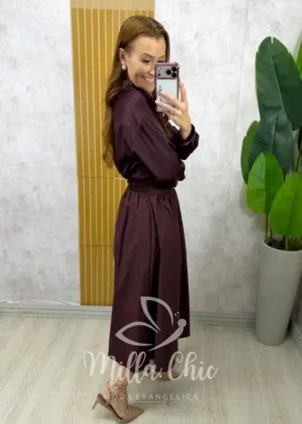 Milla Chic - Saia Francisca em tricoline - Açaí