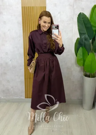 Milla Chic – Saia Francisca em tricoline – Açaí Milla Chic - Saia Francisca em tricoline - Açaí