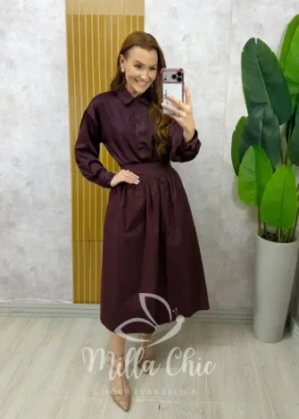 Milla Chic - Saia Francisca em tricoline - Açaí