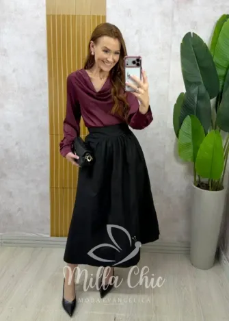 Milla Chic – Saia Francisca em tricoline – Açaí (cópia) Milla Chic - Saia Francisca em tricoline - Açaí (cópia)