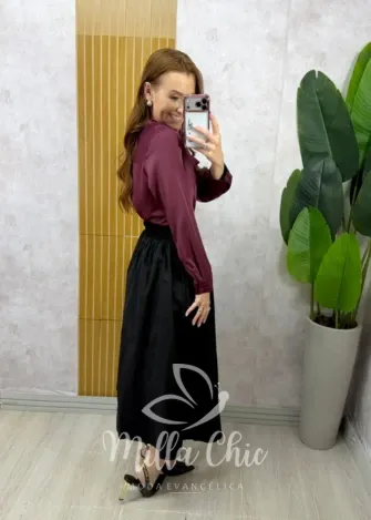 Milla Chic - Saia Francisca em tricoline - Açaí (cópia)