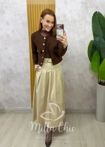 Milla Chic - Saia Ingrid em sarja - Bege
