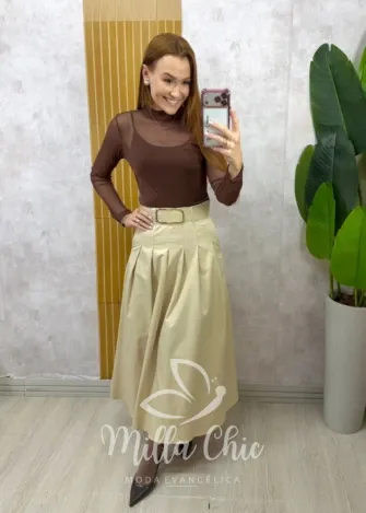 Milla Chic - Saia Ingrid em sarja - Bege