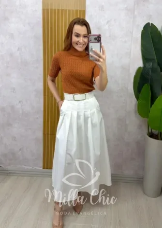 Milla Chic - Saia Ingrid em sarja - Branca
