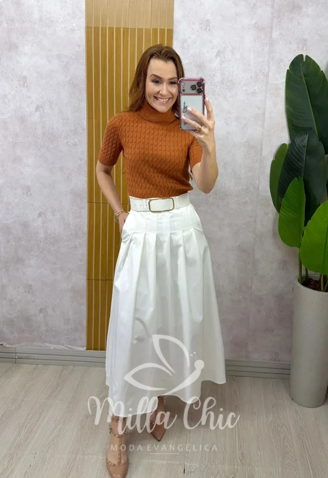Milla Chic – Saia Ingrid em sarja – Branca Milla Chic - Saia Ingrid em sarja - Branca