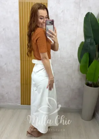 Milla Chic - Saia Ingrid em sarja - Branca