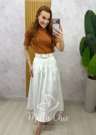 Milla Chic - Saia Ingrid em sarja - Branca