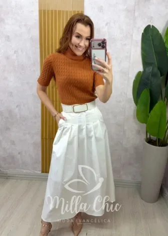 Milla Chic - Saia Ingrid em sarja - Branca