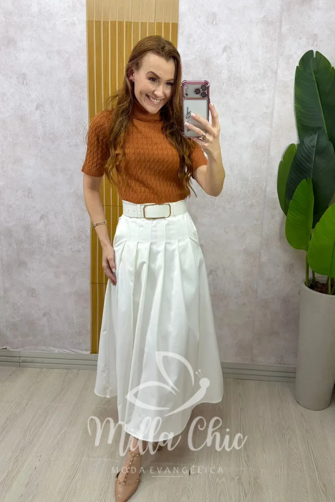 Milla Chic – Saia Ingrid em sarja – Branca Milla Chic - Saia Ingrid em sarja - Branca