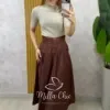 Milla Chic – Saia Ingrid em sarja – Marrom Milla Chic - Saia Ingrid em sarja - Marrom
