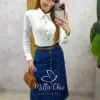 Milla Chic - Saia jeans Sabrina - Marrom Castanho (cópia)